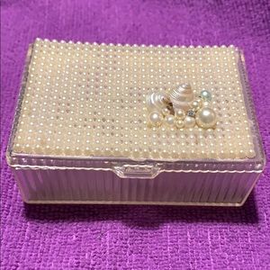 1930’s pearl shell crystal jewelry box mint condit